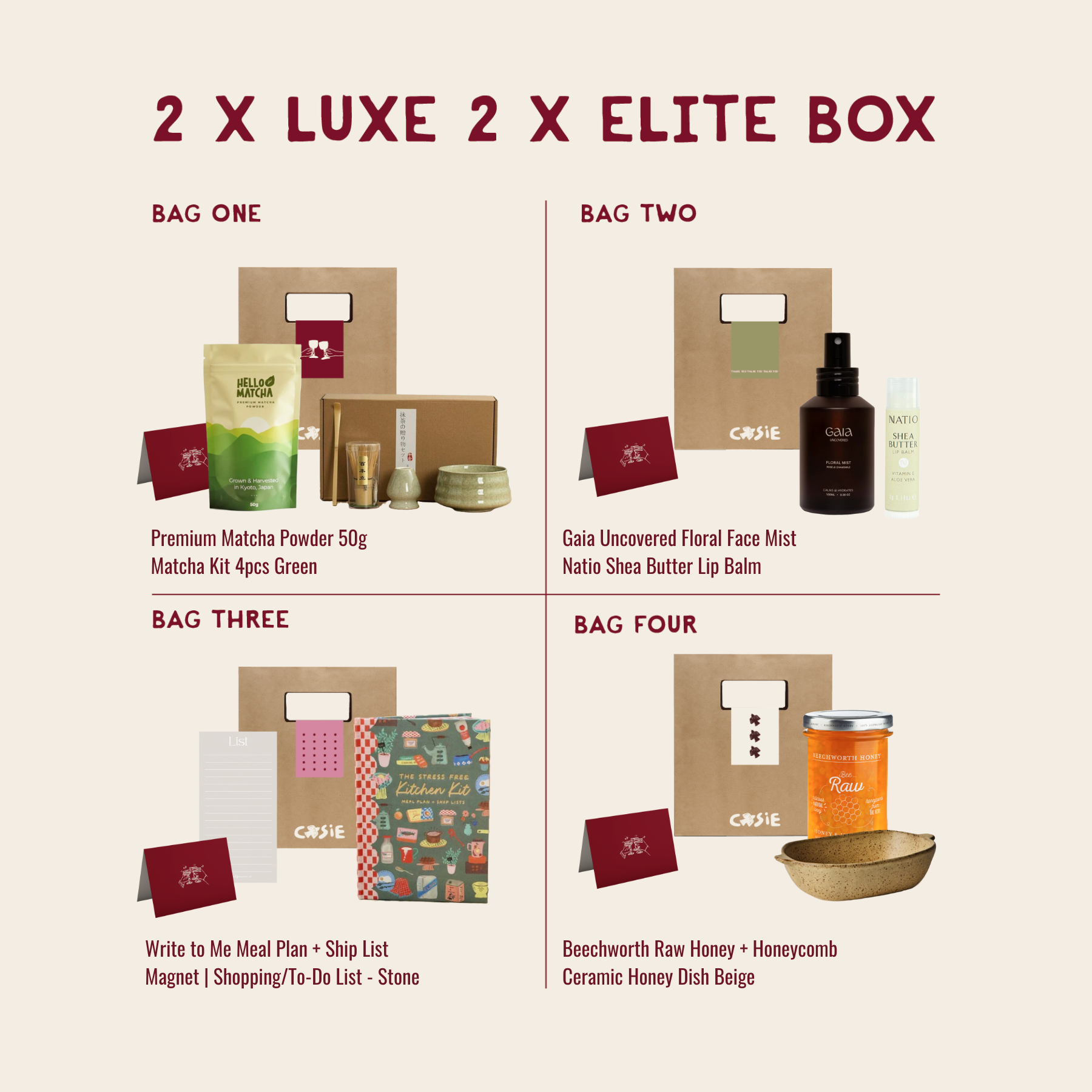 Box of 4 Gift Bags | Luxe + Elite Combined