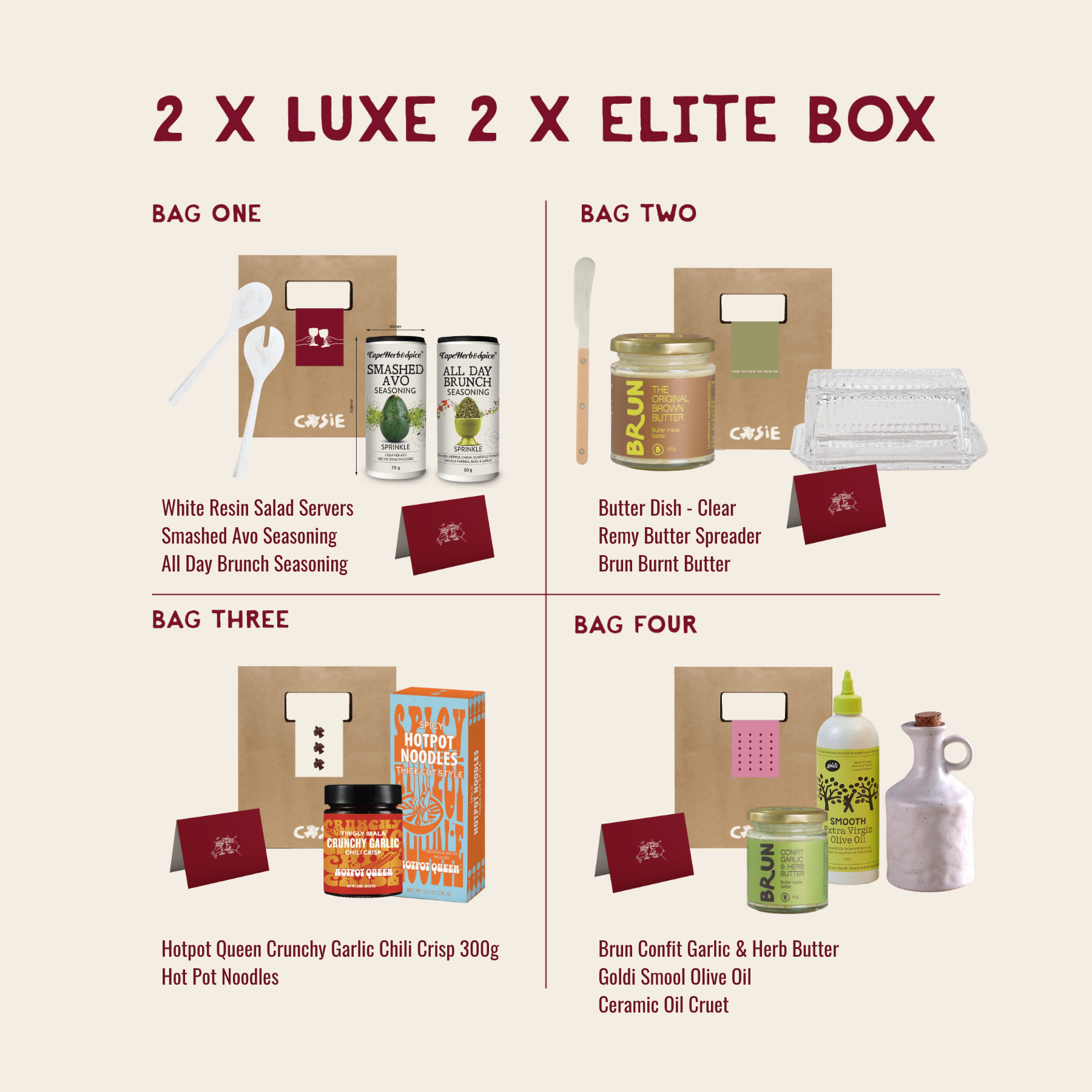 Box of 4 Gift Bags | Luxe + Elite Combined