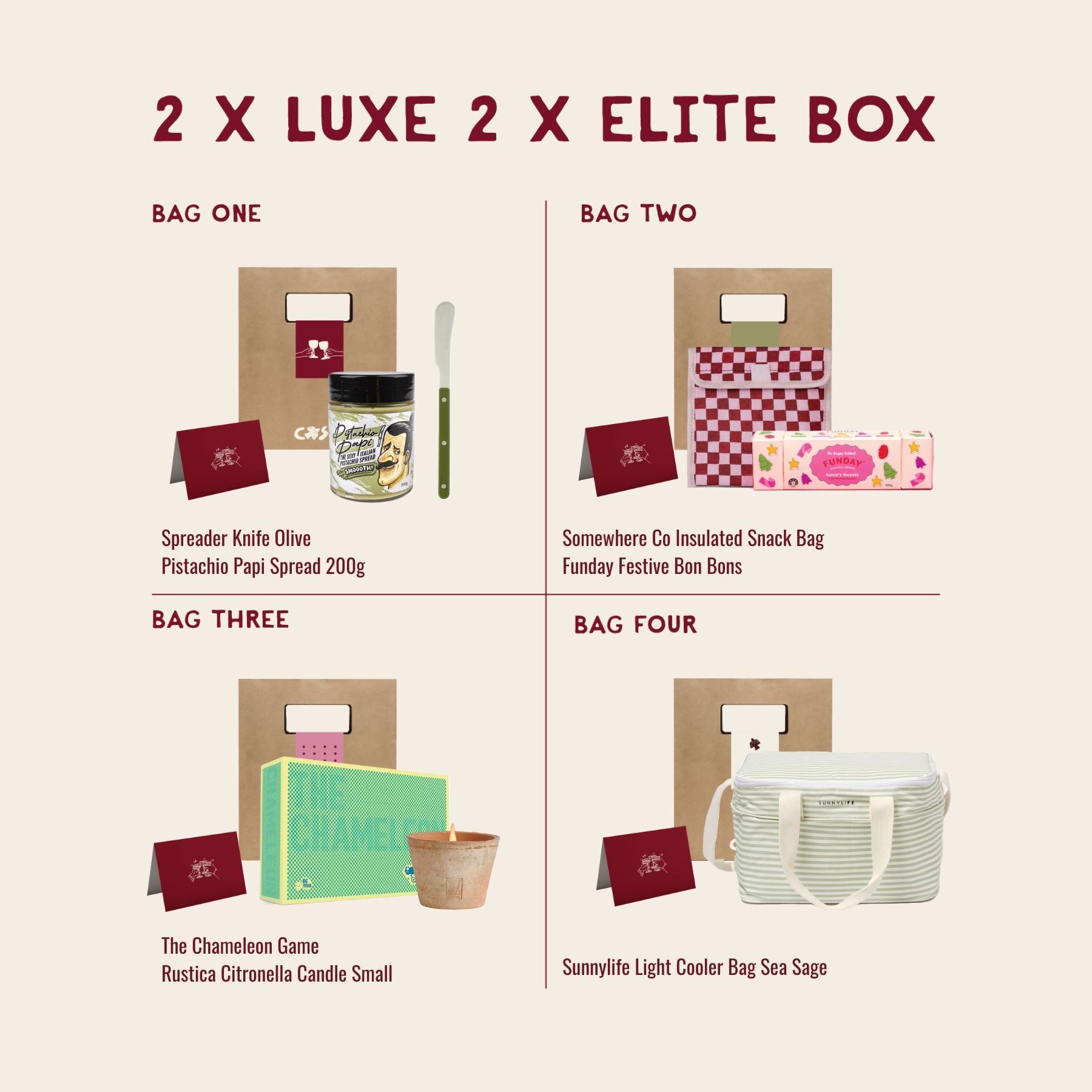 Box of 4 Gift Bags | Luxe + Elite Combined