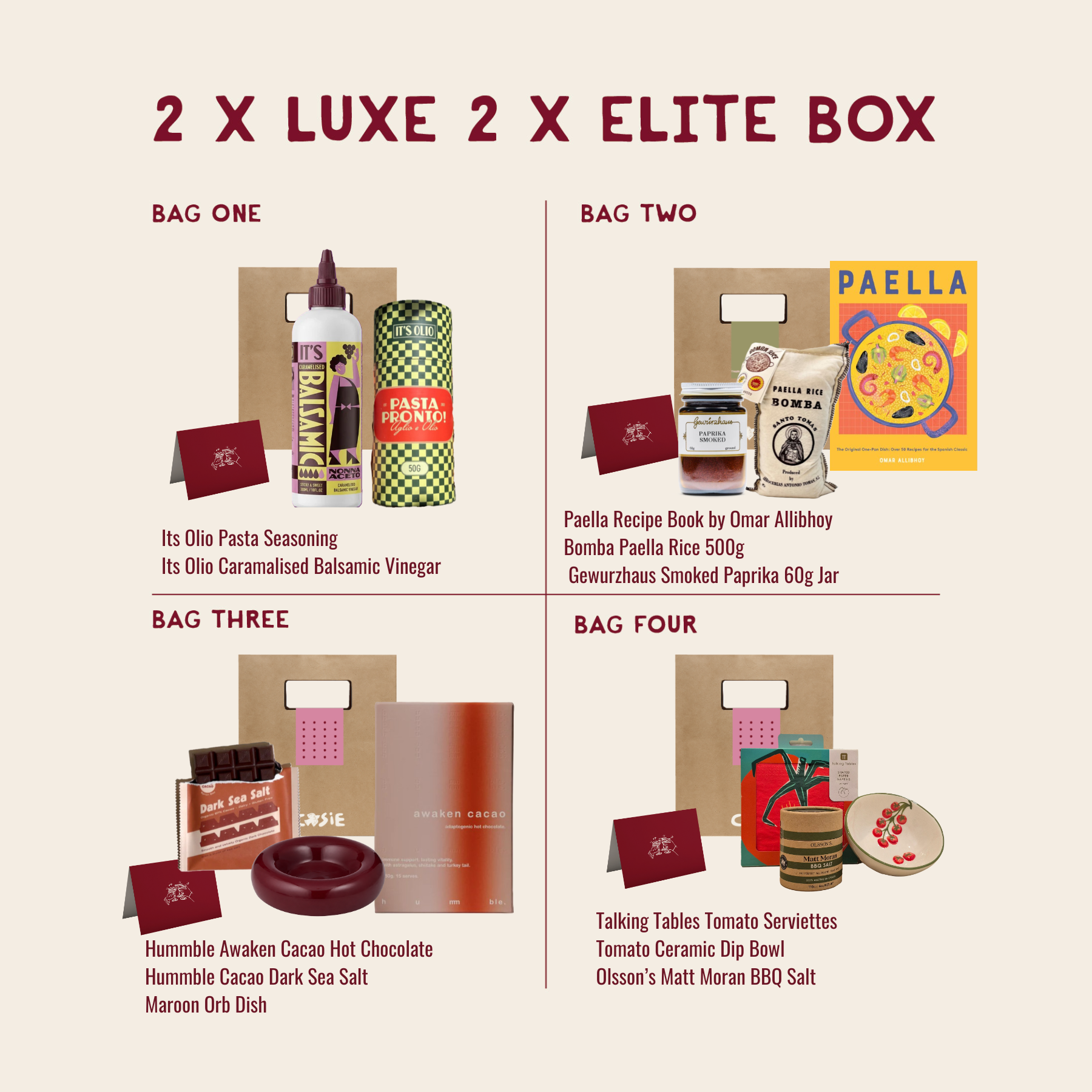 Box of 4 Gift Bags | Luxe + Elite Combined