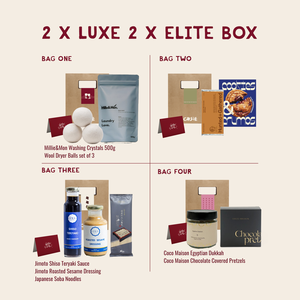 Box of 4 Gift Bags | Luxe + Elite Combined