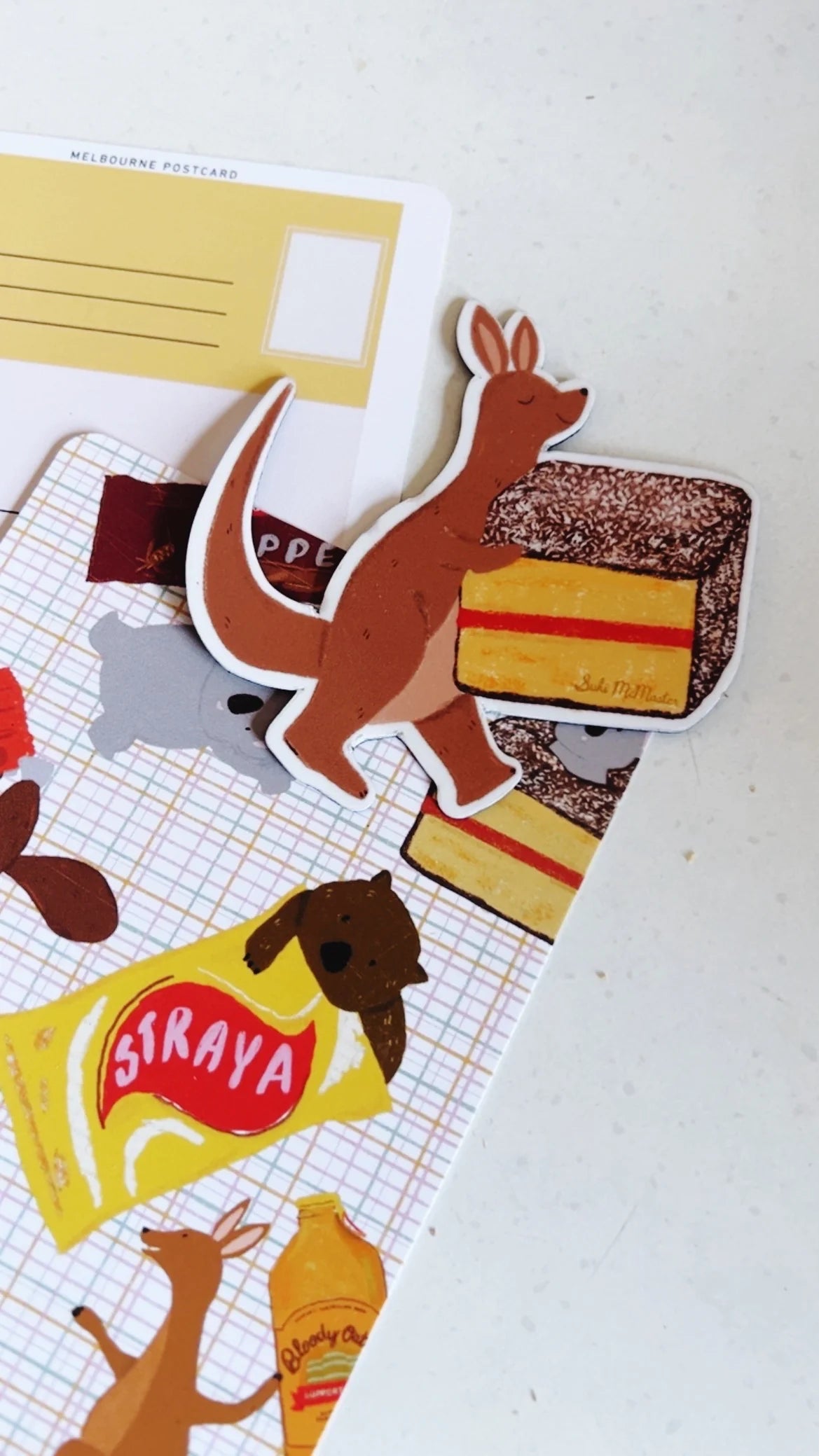 Kangaroo & Aussie Treats Postcard & Magnet Set