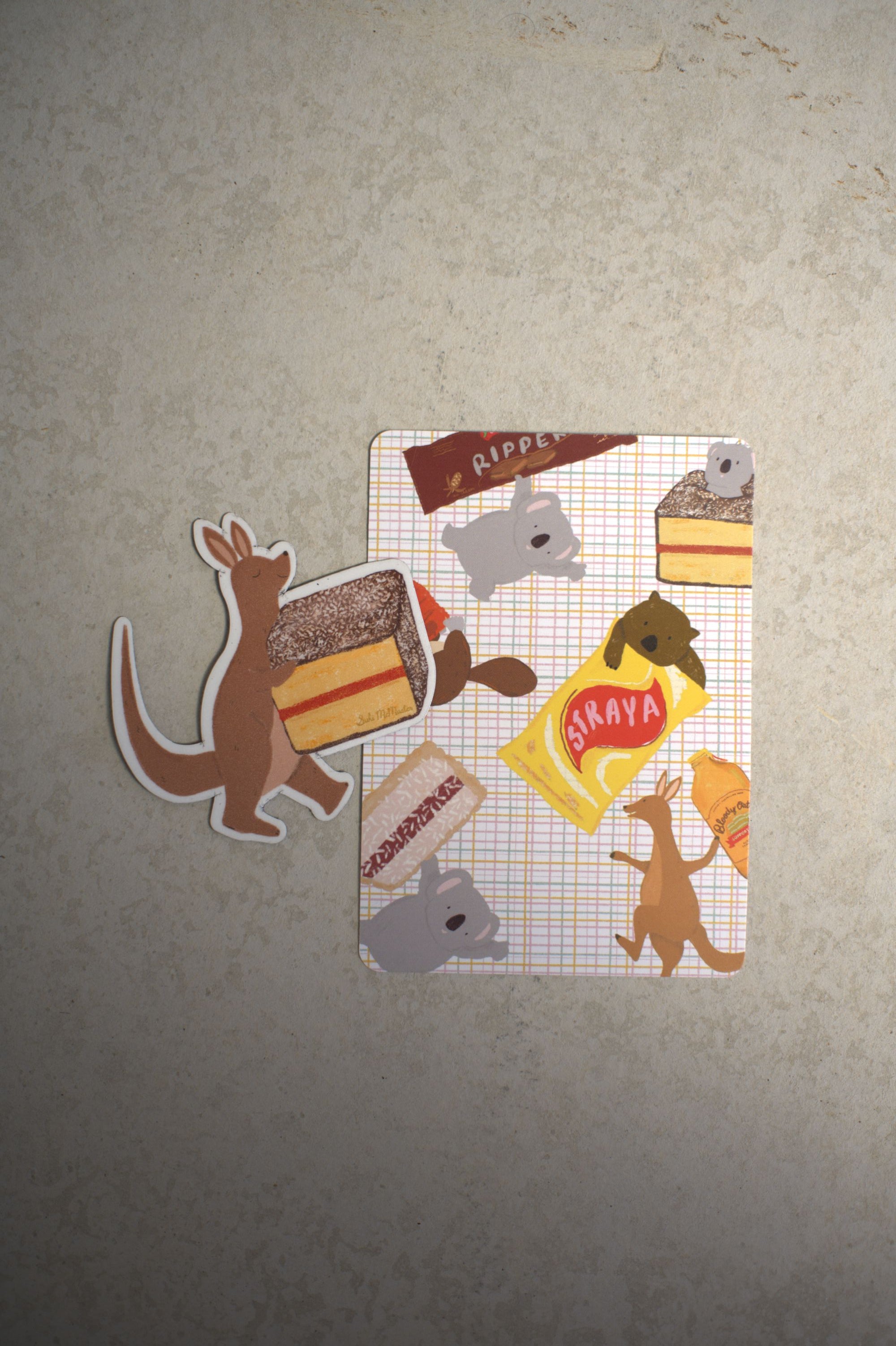Kangaroo & Aussie Treats Postcard & Magnet Set