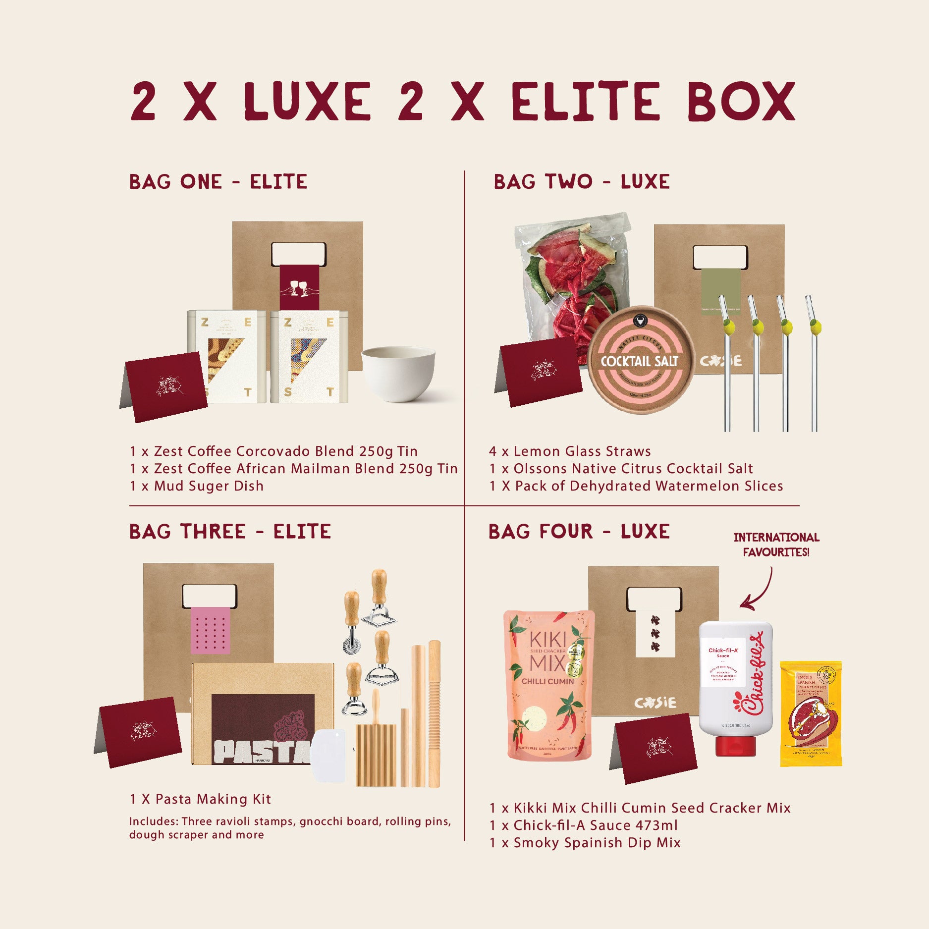 Box of 4 Gift Luxe + Elite Combined Bags
