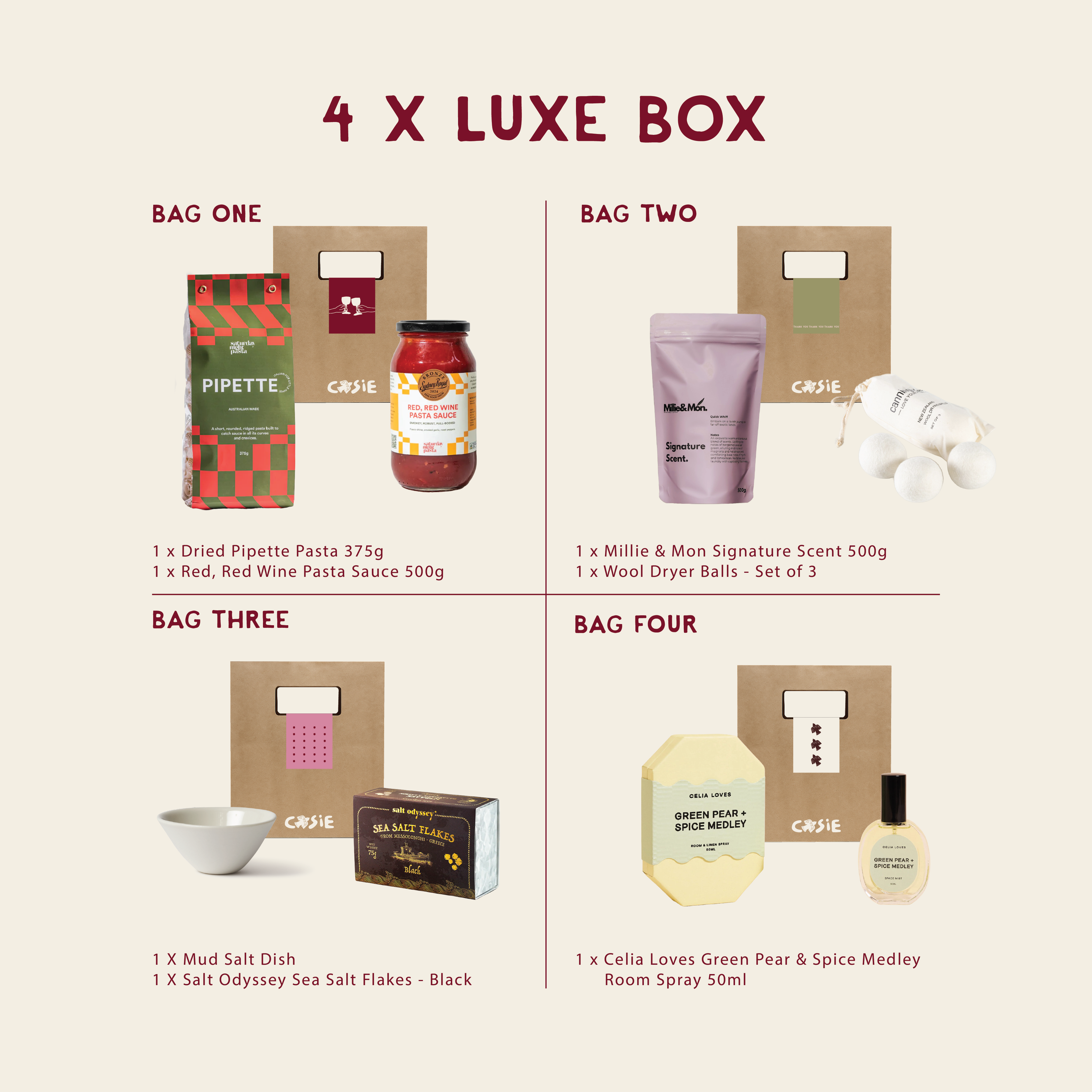 Box of 4 Gift Luxe Bags