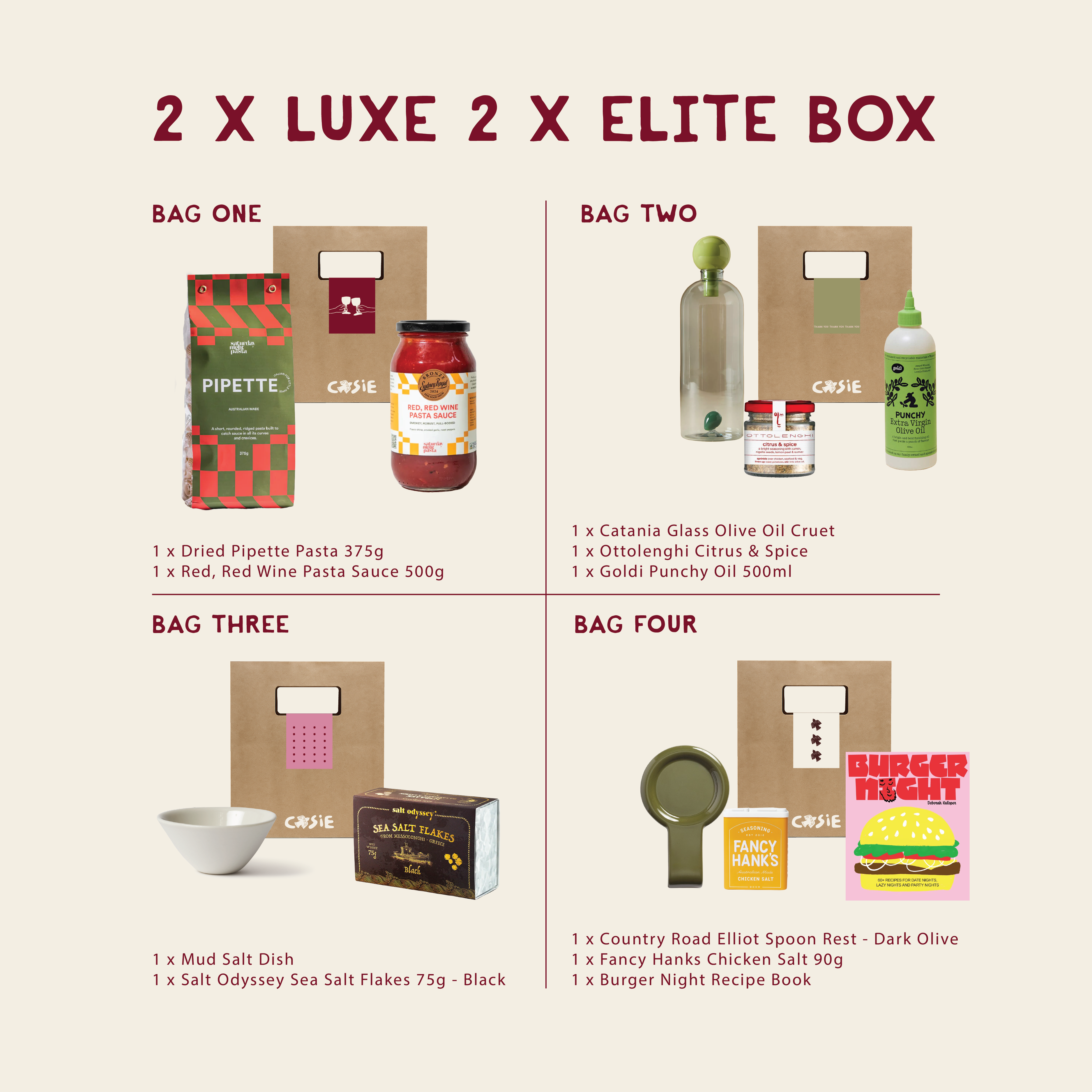 Box of 4 Gift Luxe + Elite Combined Bags